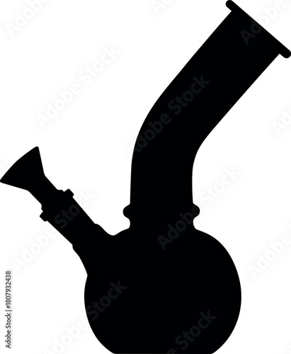 cannabis bong, glass marijuana bong cannabis pipe realistic silhouette