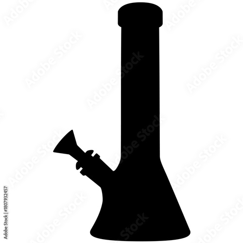 cannabis bong, glass marijuana bong cannabis pipe realistic silhouette