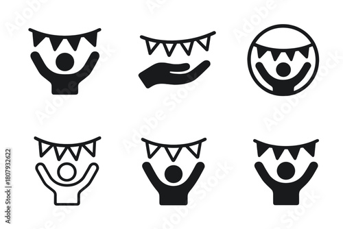 DIY Party Decoration Icons. Making DIY party decorations for a personalized touch. Icon set. Set Logo of Making DIY party decorations for a personalized touch: