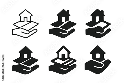 Real Estate Icons. Investing in real estate. Icon set. Set Logo of Investing in real estate: House. harmonious logo variations of the same emblematic concept,