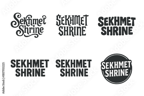 Sekhmet Lettering Variations. Sekhmet Goddess. Set lettering. harmonious lettering variations of the same emblematic concept, each with different artistic