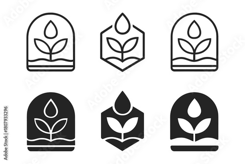 Artificial Ecosystem Logos. Artificial ecosystems and self-sustaining habitats. Icon set. Set Logo of Artificial ecosystems and self-sustaining habitats: Air