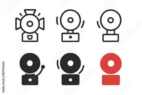 Firefighter Logo Set. Firefighter. Icon set. Set Logo of Firefighter: Fire alarm. harmonious logo variations of the same emblematic concept (Symmetrical form,