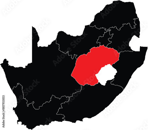 Free State Province on Map of South Africa Editable Vector