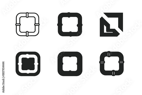 Pipeline Logo Variations. pipeline. Icon set. Set Logo of pipeline: factory pipeline system. harmonious logo variations of the same emblematic concept, each