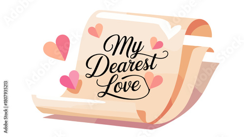 An affectionate and romantic love letter with hearts.