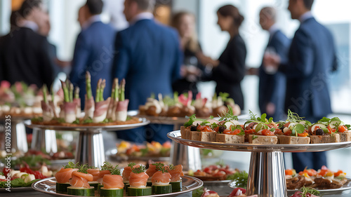 Gourmet Catering Spread at Elegant Corporate Business Event Reception