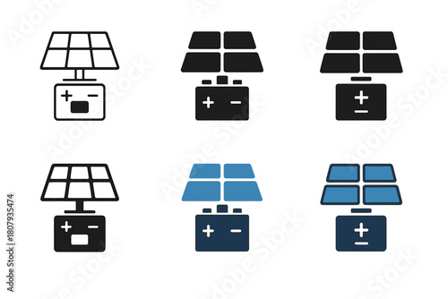 Microgrid Logo Variations. Microgrid systems. Icon set. Set Logo of Microgrid systems: Microgrid schematic diagram. harmonious logo variations of the same
