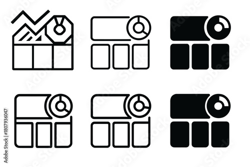 Data Science Logos. Data science. Icon set. Set Logo of data science: clustering scatter plot with centroid. harmonious logo variations of the same emblematic