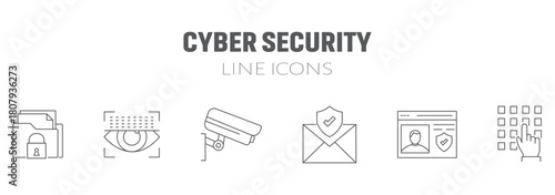 Understanding cyber security hacker attack and data protection with cloud security concept icon set editable stock vector illustration