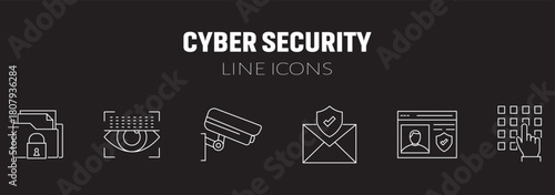 Understanding cyber security hacker attack and data protection with cloud security concept icon set editable stock vector illustration