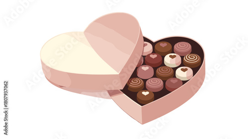 A heart-shaped box filled with a variety of delicious chocolates.