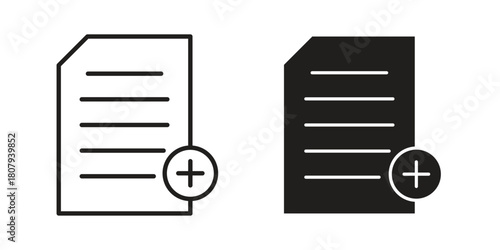 Add document icon flat simple icon. Liner version - stock vector.