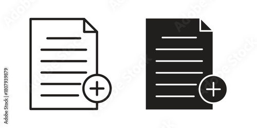 Add document icon flat simple icon. Liner version - stock vector.