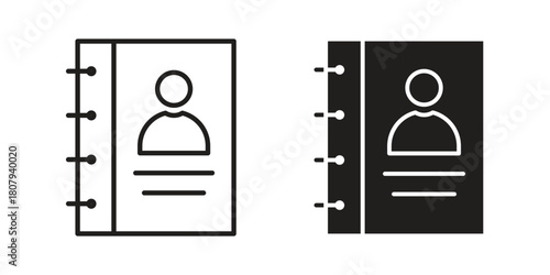 Address book icon flat simple icon. Liner version - stock vector.