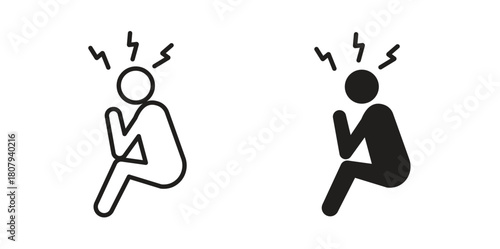 Anxiety or stress icon flat simple icon. Liner version - stock vector.