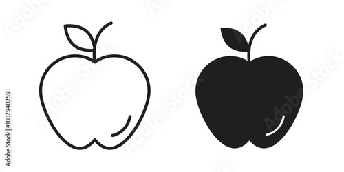 Apple icon flat simple icon. Liner version - stock vector.