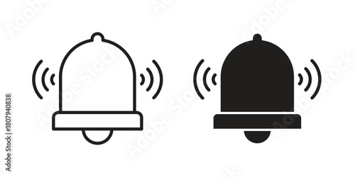 Bell ring icon flat simple icon. Liner version - stock vector.