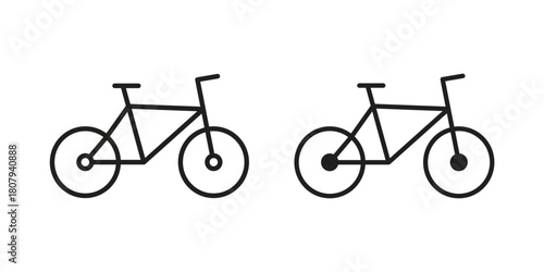 Biking mountain icon flat simple icon. Liner version - stock vector.
