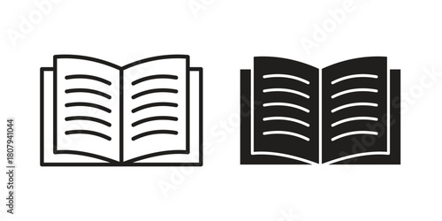 Book icon flat simple icon. Liner version - stock vector.