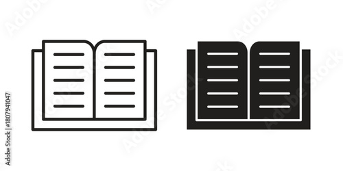 Book icon flat simple icon. Liner version - stock vector.