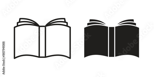 Book open icon flat simple icon. Liner version - stock vector.