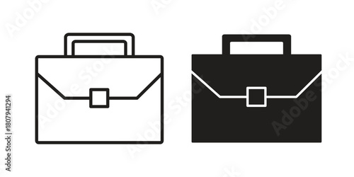 Briefcase icon flat simple icon. Liner version - stock vector.