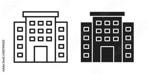 Building icon flat simple icon. Liner version - stock vector.
