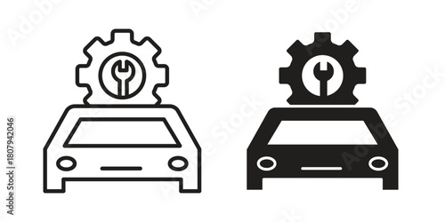 Car mechanic icon flat simple icon. Liner version - stock vector.