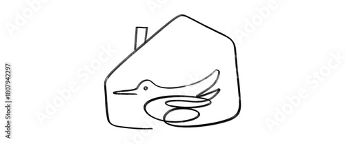 Art illustration of a bird on home house real estate