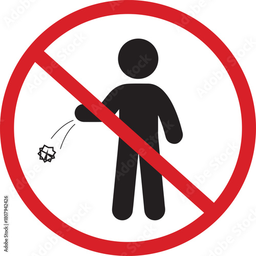No littering prohibition sign with person icon