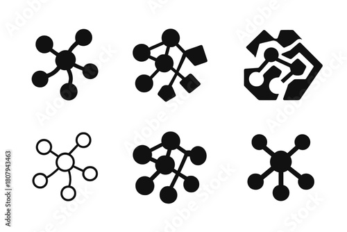 Data Science Logos. Data science. Icon set. Set Logo of data science: clustering scatter plot with centroid. harmonious logo variations of the same emblematic