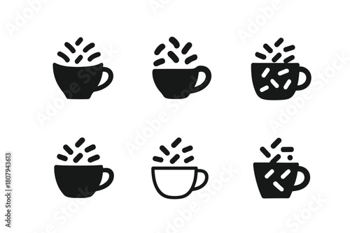 Sprinkle Logo Variations. Sprinkle. Icon set. Set Logo of Sprinkle: Birthday cake with sprinkles. harmonious logo variations of the same emblematic concept,