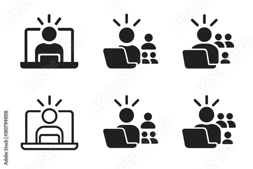 Influencer Logo Variations. Influencer campaigns targeting niche markets. Icon set. Set Logo of Influencer Campaigns: digital influencer broadcasting to