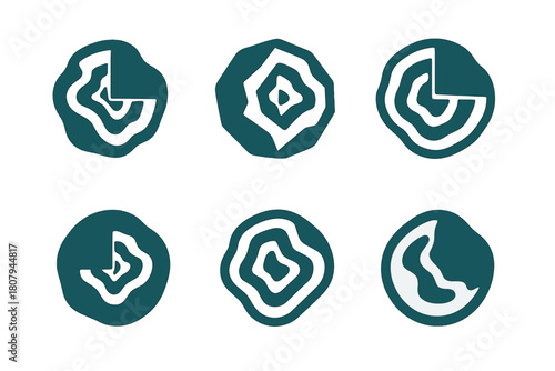 Geoid Logo Variations. Geoid. Icon set. Set Logo of geoid: contour lines forming Earth?s gravitational field. harmonious logo variations of the same emblematic