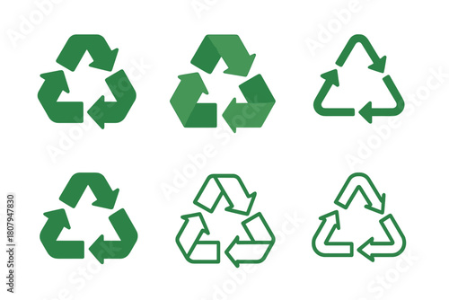 Waste Management Icons. waste management. Icon set. Set Logo of waste management: green energy from waste. harmonious logo variations of the same emblematic