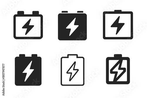 Battery Logos Collection. Energy storage batteries. Icon set. Set Logo of Energy storage batteries: Battery monitoring system. harmonious logo variations of