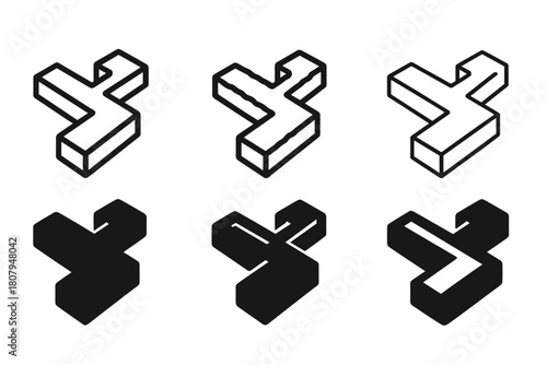 Trench Logo Variations. Trench. Icon set. Set Logo of trench: deep soil layers. harmonious logo variations of the same emblematic concept, each with different