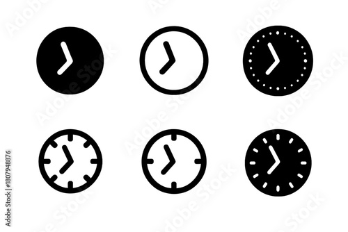 Aged Time Icons. Loneliness in old age. Icon set. Set Logo of Clock: Time passing slowly. Flat solid, Iconic shape, Minimal outline, Filled silhouette,