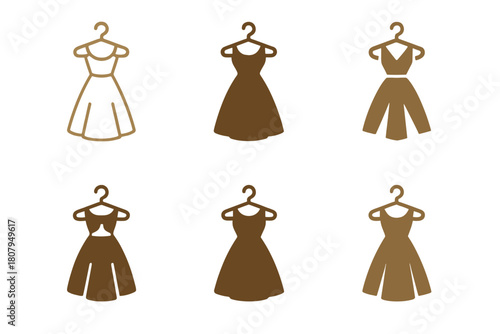 Vintage Clothing Icons. Vintage clothing. Solid icon set of vintage clothing: dress, hat, gloves, high heel, bow tie, cane, mirror, necklace, corset,