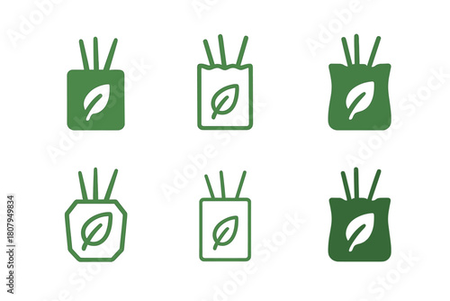 Eco-Friendly Toothpick Logos. Toothpick Holder. Icon set. Set Logo of Toothpick Holder: eco-friendly paper holder. harmonious logo variations of the same