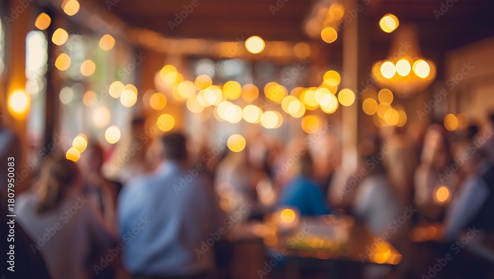 Fototapeta premium Blurred image of people at a restaurant or bar gathering event