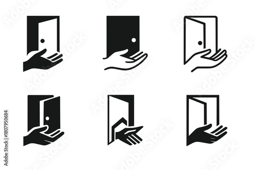 Transition Assistance Icons. Helping someone prepare for a big event or transition. Icon set. Set Logo of helping someone prepare for a big event or