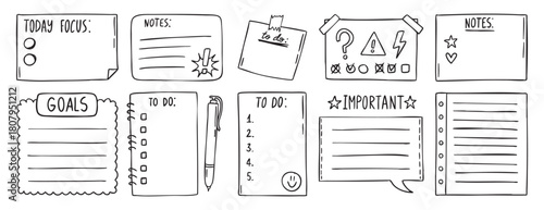 sticky note, reminder, to do list in doodle style doodle isolated on white background. doodle hand drawn, for stickers, logos, branding, social media and printable.