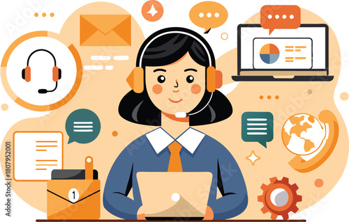 Support and customer service, flat illustration, vector illustration.