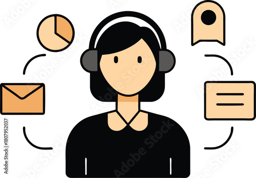 Support and customer service, flat illustration, vector illustration.