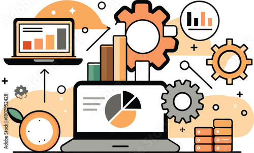 Enterprise resource planning, flat illustration, vector illustration.