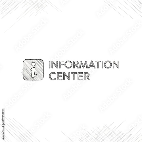Information Center Icon in Doodle Style, Signposting and Assistance Concept