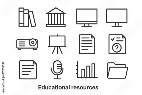 Educational Icons Set. Language tutoring and educational services. Icon set. Set Logo of language tutoring and educational services: graduation cap and globe.