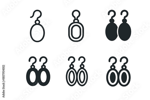 Earring Logo Variations. Fashion accessories. Icon set. Set Logo of fashion accessories: earrings. harmonious logo variations of the same emblematic concept,